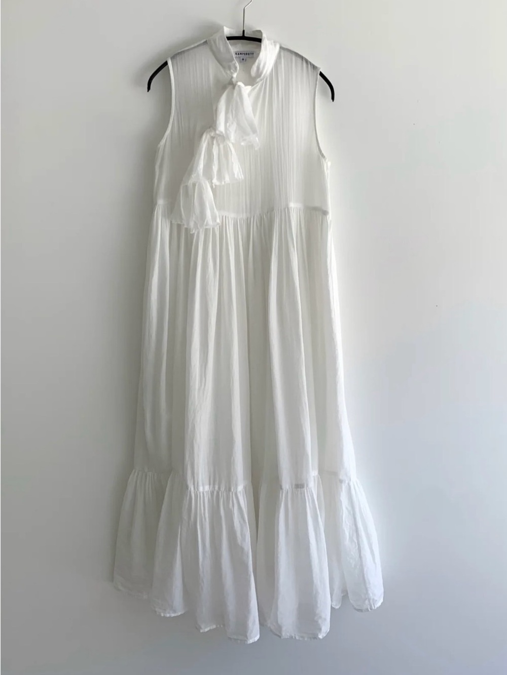 Sleeveless White Maxi Dress with Tassel Tie Neck